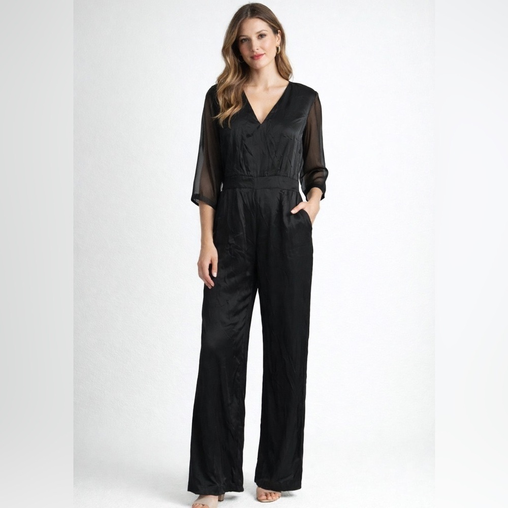 Maison Scotch & Soda Jumpsuit Women Size 6 Small 1 Silky Satin Black Pants BB